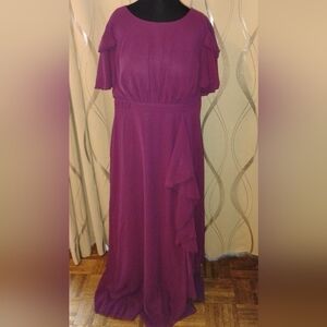 Elegant Purple Ruffle Sleeve Dress